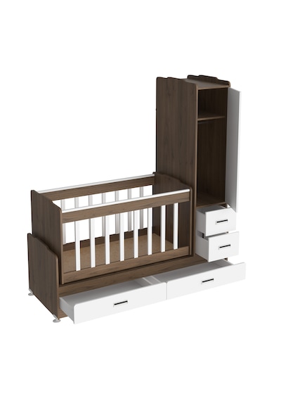 Patiko Furniture Swing Sw 262 Dolaplı Büyüyen Beşik Ceviz