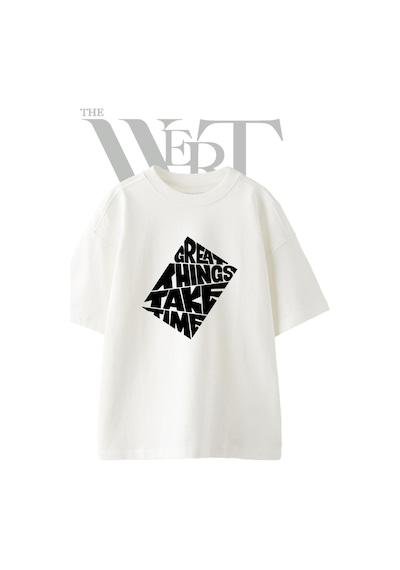 Thewert Motivational Quote Tasarım Baskılı Ünisex Beyaz Oversize T-shirt