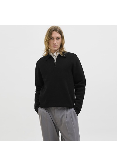 Jack & Jones Erkek Relaxed Fit Polo Yaka Triko Üst - Milano - 12281743 Siyah