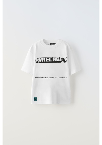 Miniko Kids Erkek Çocuk Mınecraft Baskılı Pamuk Tişört Beyaz
