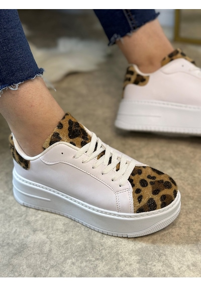 Günlük Kadın Sneaker Bağcıklı Hafif Kalın Yüksek Tabanlı Leopar Detaylı Yürüyüş Spor Ayakkabı 065 Beyaz Leopar Leopar Günlük Kadın Sneaker Bağcıklı Hafif Kalın Yüksek Tabanlı Leopar Detaylı Yürüyüş Spor Ayakkabı 065 Beyaz Leopar Leopar