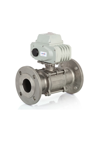 Unox Dn25 - 1" 220 V Ac Elektrikli Aktüatörlü Flanşlı Küresel Vana 3 Parçalı
