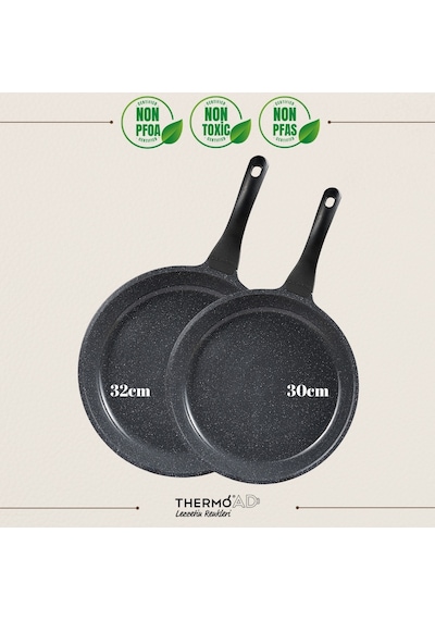 Thermoad Maxi Tava Set 30 Cm - 32 Cm Graneu Serisi Gri Gri