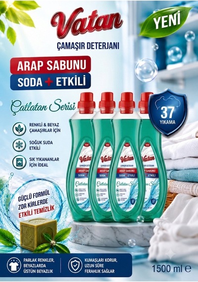Çamaşır Deterjanı Arapsabunu Etkili 1500 Ml X 4 Adet