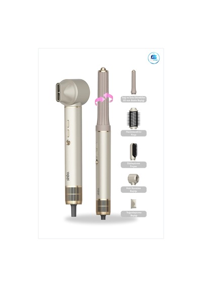 Saç Kurutma Makinesi 5in1 Air Brush 1300w Şekillendirici Seramik