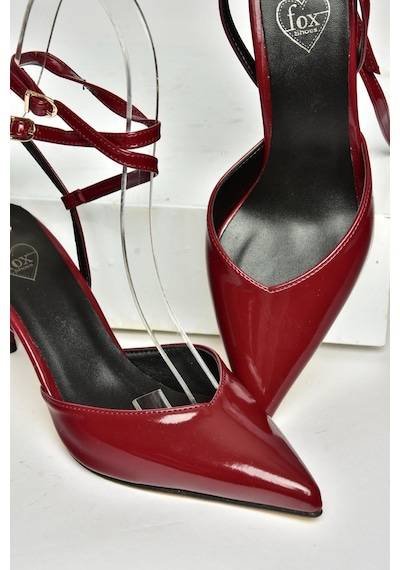 Fox Shoes U654078108 Bordo Rugan İnce Topuklu Kadın Ayakkabı Bordo