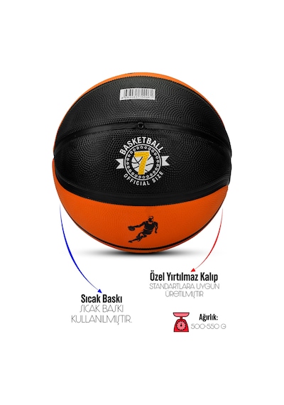 Telvesse Strong Basketbol Topu Pompalı Full Kauçuk Dayanıklı Deep Channel Kabartma No:7 B12 Turuncu