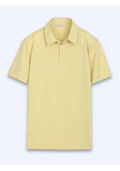 Kip Yağ Yeşili Düz Pamuk Karışımlı T-shirt Yeşil