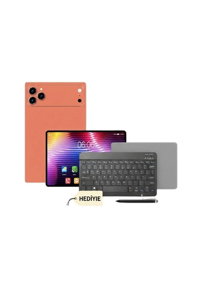 Android Tablet Klavyeli Set Stylus Kalem Kılıf Cam Dahil Beyaz