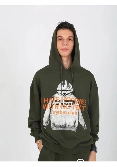 Marions Erkek Çocuk Kapüşonlu Not Hoodies Yazılı Sweatshirt-15230 Haki