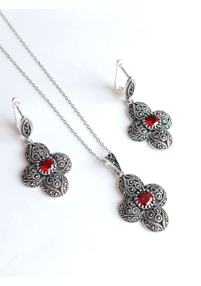 Gümüş Markazit Otantik Sultan Yonca Tasarım Kadın Set2