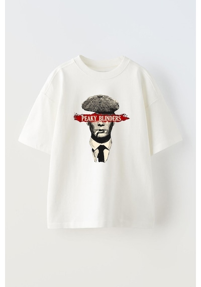 Thewert Unisex Peaky Blınders Tasarım Baskılı Pamuk Beyaz Oversize T-shirt