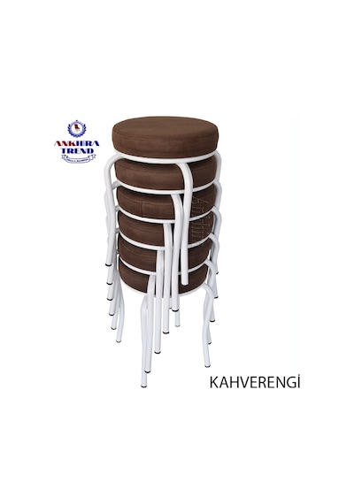 Tabure (Beyaz Ayaklı) ((6 Adet)-Mutfak Balkon Tabur...