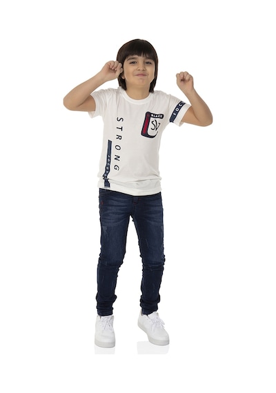 Toontoy Kids Toontoy Erkek Çocuk T-shirt Strong Baskılı Beyaz