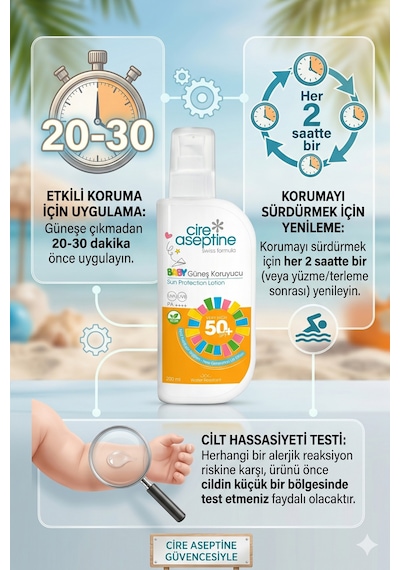 Cire Aseptine Bebek Güneş Koruyucu Losyon Spf50 200 Ml 2 Adet