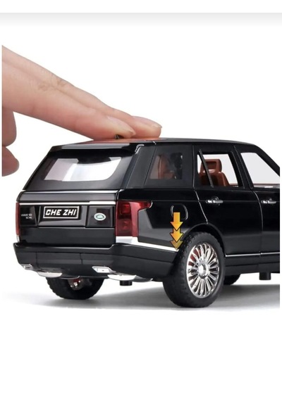 Range Rover Sport Diecast Metal Araba Kapıları-kaput-bagaj Açılır Işıklı Model Araba Siyah Renk