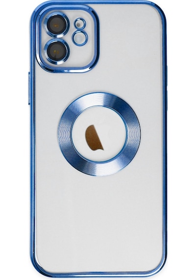 Apple Uyumlu iPhone 11 Kapak Yanları Renkli Lens Korumalı Logo Gösteren Şeffaf Luxury Kılıf - Rose Gold