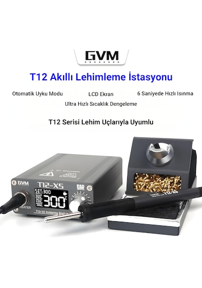 Gvm T12-xs Akıllı Dijital Havya İstasyonu 72w Lcd Ekranlı Profesyonel Lehimleme Seti