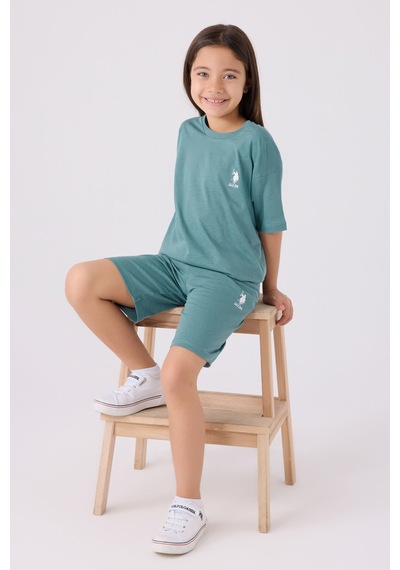 U.S. Polo Assn. U.s. Polo Assn Kız Çocuk Mavi Bermuda Takım Us1848-c-v26 Mavi
