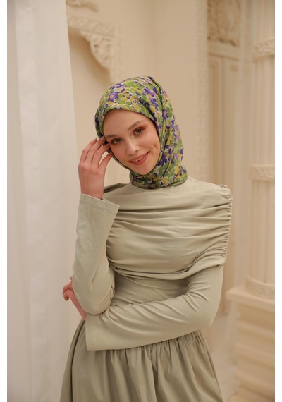 Silk Home Soft Eşarp 73081-32 Taş, Mor, Yeşil, Asit, Su Yeşili