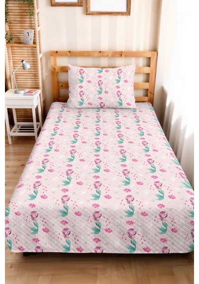 Evimde Bambaşka Deniz Kızı Pembe Kız Çocuk Pike Takımı - Pastel Mint Mercan Bebek Odası Yatak Örtüsü - 160x220 CM Evimde Bambaşka Deniz Kızı Pembe Kız Çocuk Pike Takımı - Pastel Mint Mercan Bebek Odası Yatak Örtüsü - 160x220 CM