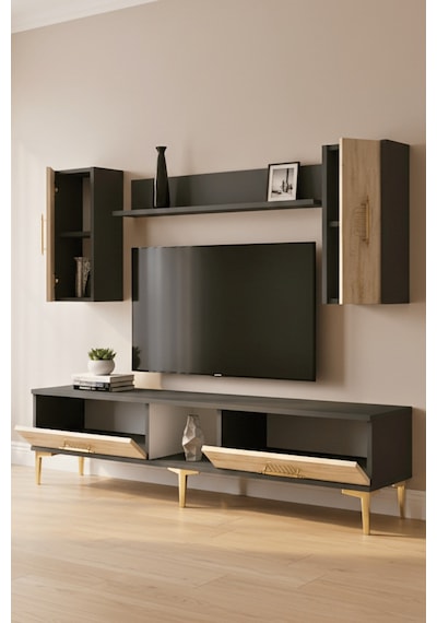 Tvr1515at - İda Tvr150 Tv Ünitesi Takım Antrasit - Traverten 150cm