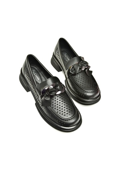 Fox Shoes U704137509 Siyah Loafer Makosen Kadın Ayakkabı Siyah