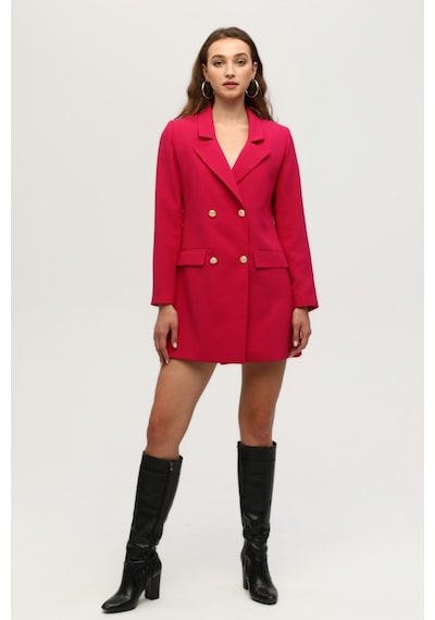 Feminist Astarlı Düğme Kapamalı Blazer Ceket 0105123.12 Fuşya Kırmızı