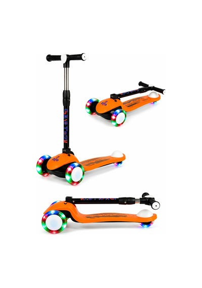 Scooter Pro Katlanabilir 3tekerli Led Işıklı 3kademeli Direksiyon 50kğ Taşıma Kapasiteli 3+yaş Turuncu