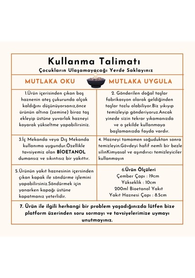 Technow Gri Dumansız Masa Şöminesi Ateş Çukuru 200ml Bioetanol+hazne