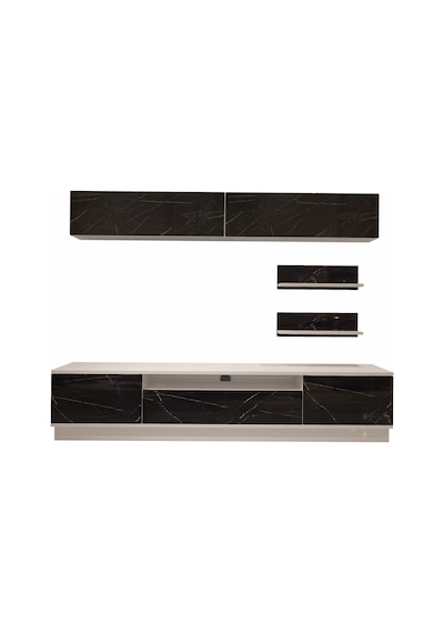 Decoraktiv Trendstyle 5s Mdf Tv Ünitesi Tv Sehpası Beyaz - Siyah Mermer