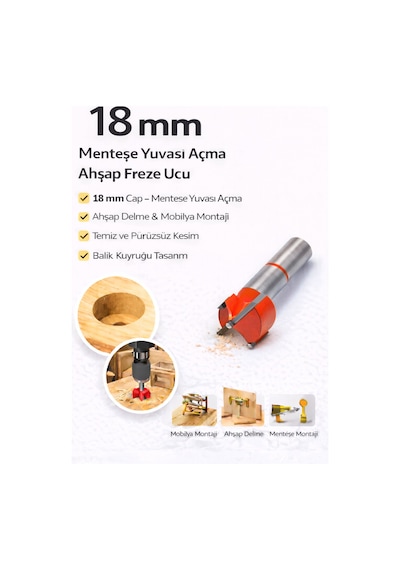 Senbang 18 Mm Menteşe Yuvası Açma Ahşap Freze Matkap Ucu Panç