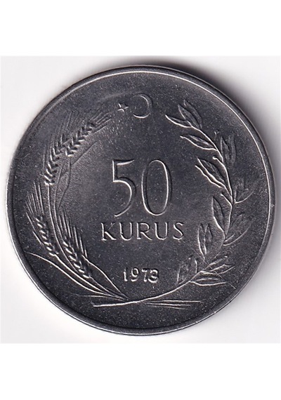 50 Kuruş 1973 Çil Eski Madeni Para