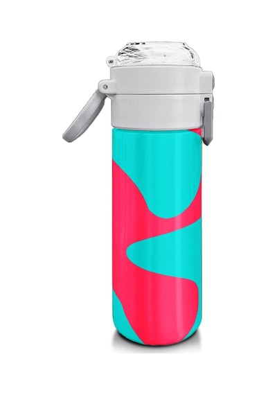 Coral High 500 Ml Kız Çocuk Pipetli Termos/matara - Neon Mercan Turuncu Desenli - Çift Kullanım Özelliği Çok Renkli