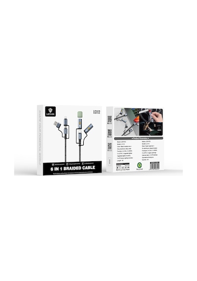 Lenyes LC112 240 W 6in1 Çoklu Şarj Kablolu Fener Ve Çakmaklık Özellikli Kablo 1 M