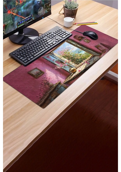 Sonictouch Klavye Mousepad 32x70cm Dikişsiz Pürüzsüz Sıvı Geçirmez Kaymaz Taban Pembe Huzur