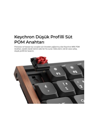 Keychron Milk Süt Pom Kırmızı Switch K3 Ultra 8k, 2,4 Ghz Kablosuz Bağlantı Özel Mekanik Klavye K3u-h1p-t Siyah