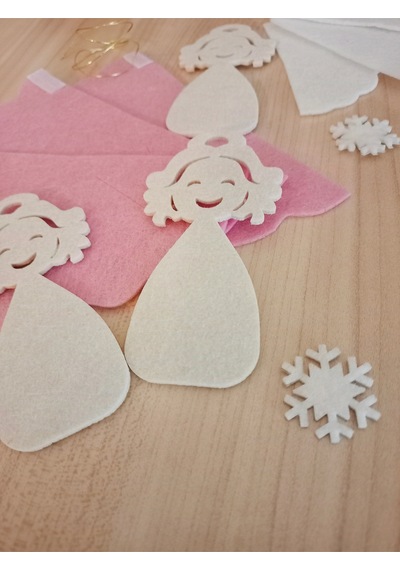 Pembe Elbiseli Keçe Melek 3'lü Set Yılbaşı Süsü - Kendin Yap Kolay Montessori Aktivite