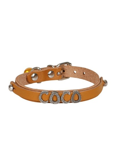 Cattie İsimlikli Deri Kedi Boyun Tasması M 1 x 21 - 25 CM Camel