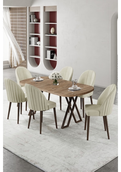 Canisa Kaye Serisi Mdf 90x168 Atlantik Çam Mutfak Masa Takımı 6 Krem Sandalye Atlantik Çam Masa Krem Sandalye Canisa Kaye Serisi Mdf 90x168 Atlantik Çam Mutfak Masa Takımı 6 Krem Sandalye Atlantik Çam Masa Krem Sandalye