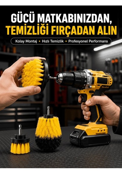 Lb Matkap Uyumlu Temizlik Fırçası Seti 3 Lü Çok Amaçlı