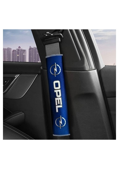 Opel Logolu Mavi Dijital Baskılı Araç Emniyet Kemer Pedi 2 Li Set Konforlu & Şık Kemer Koruyucu