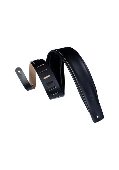 Levy's Leathers Köpük Dolgulu Ve Giysi Deri Destekli 7,62 Cm Deri Gitar Kayışı Siyah Dm1pd-blk