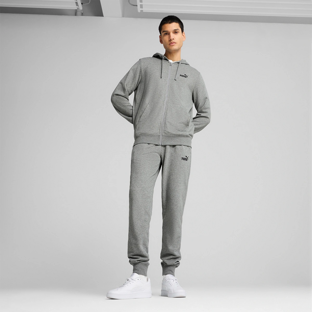 Puma Essentials Erkek Gri Kapüşonlu Ceket Gri
