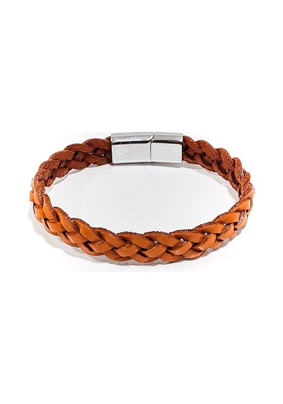 Taba Braid Essential İnce Örgü Hakiki Deri Erkek Bileklik-50-681 Antrasit