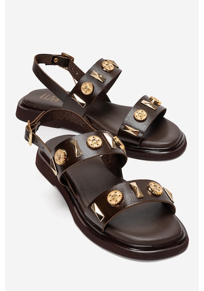 Luvishoes Lıbera Kahverengi Hakiki Deri Tokalı Kadın Sandalet