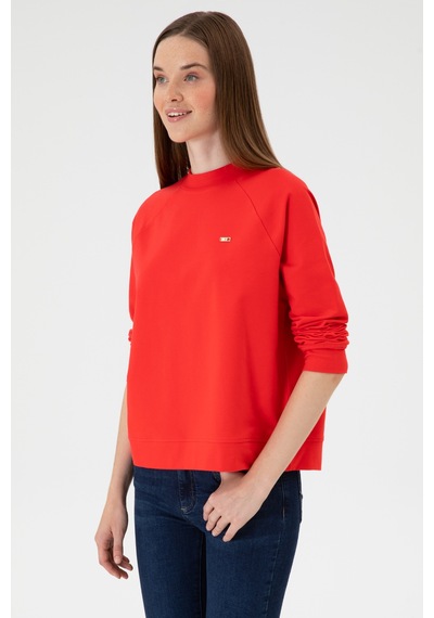 U.S. Polo Assn. Kadın Kırmızı Regular Bisiklet Yaka Basic Sweatshırt 50313610-VR030