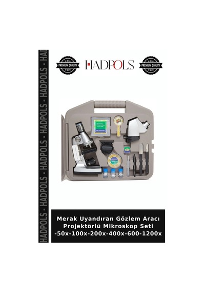 Merak Uyandıran Gözlem Aracı Projektörlü Mikroskop Seti -50x-100x-200x-400x-600-1200x