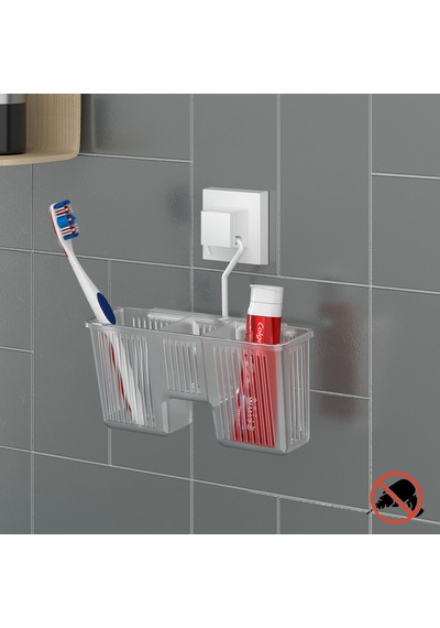 Teknotel Easyfıx Yapıskanlı Plastik Banyo Fırça Rafı Beyaz Ef058 Beyaz
