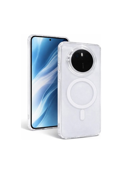 Huawei Mate 60 Pro Uyumlu Kamera Korumalı Magsafe Wireless Şarj Özellikli Lüks Şeffaf Silikon Telefon Kılıfı Şeffaf